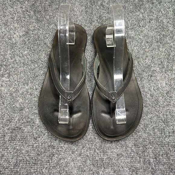 OluKia Ho‘opio Sandals Women's 9 Black Athletic Beach Summer Comfort Flip Flops - Picture 3 of 12